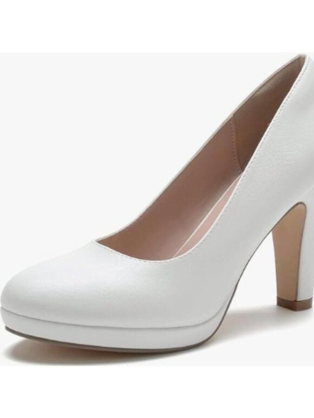 Women's Low Platform High Chunky Heeled Slip On Closed Round Toe Pump Elegant